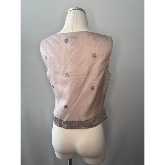 Vintage 80's Anne Klein Women's Pink Silk Floral Embroidered Tank Size 6 - Picture 7 of 10